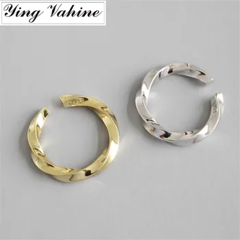 

ying Vahine Gold and Silver Ring 925 Sterling Silver Mobius Open Rings for Women anillos mujer