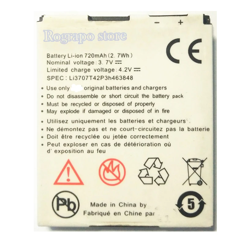 

3.7V 720mAh Replacement Battery For ZTE F280 F228 F285 A933 A711 MTC Li3707T42P3H463848 Baterij Cell Mobile Phone Batteries