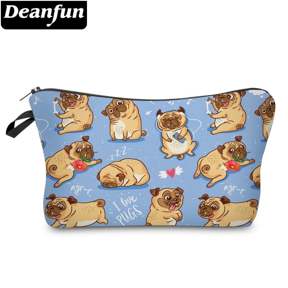 Deanfun симпатичная мопсовая косметичка водонепроницаемая сумка с цветочным