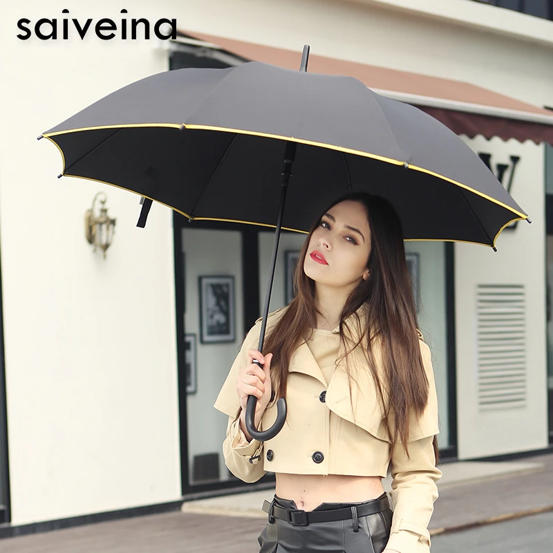 Saiveina black golf umbrella rain women men automatic umbrellas ladies