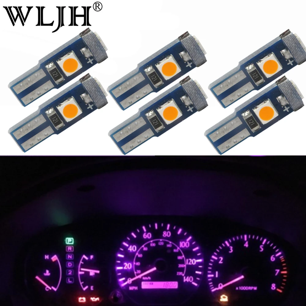 WLJH 6x T5 светодиодный 74 светильник 3030SMD Автомобильная приборная панель лампа приборной панели лампа для Mitsubishi Lancer Eclipse Galant Outlander Precis - Испускаемый цвет: Розовый