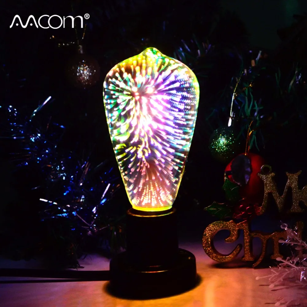 3D фейерверк Светодиодный лампочки с ампулой E27 85-265 V старинные ретро лампа накаливания Эдисона свет bombillas ST64