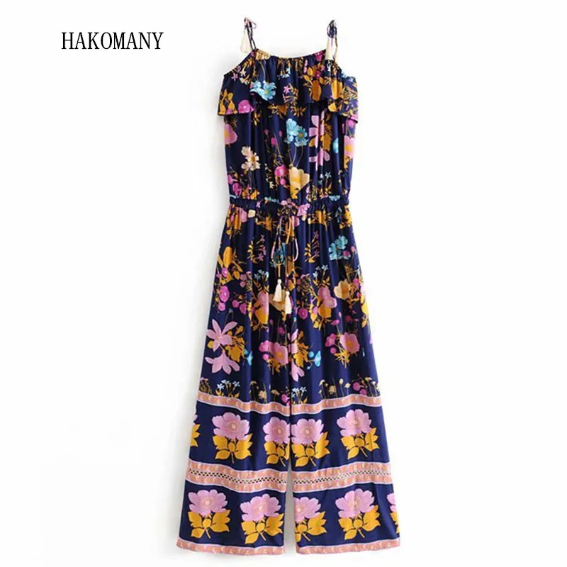 2019 женский комбинезон с кисточками и шнуровкой до середины икры широкими