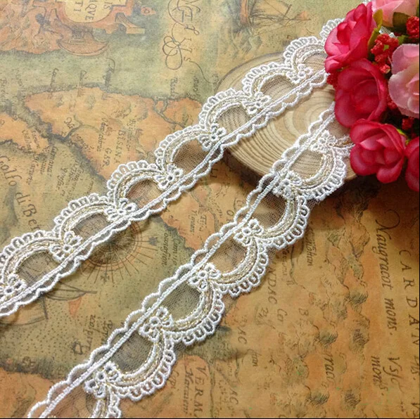 10 yard 2.5cm 0.98&quot wide ivory gold mesh gauze tulle embroidery tapes lace trim ribbon ug9a free ship | Дом и сад