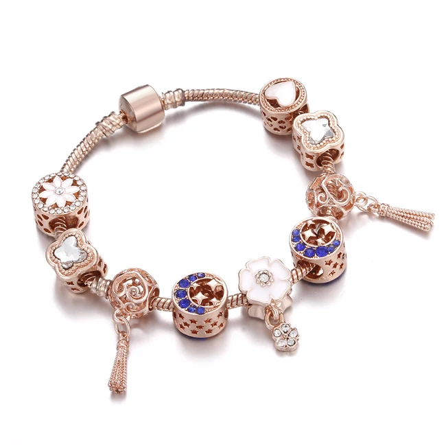 Золотая цветная прелесть браслеты с сердечками для женщин розовый бисер браслеты DIY цепочка на запястье браслет женский индивидуальный ювелирный подарок - Окраска металла: style 7