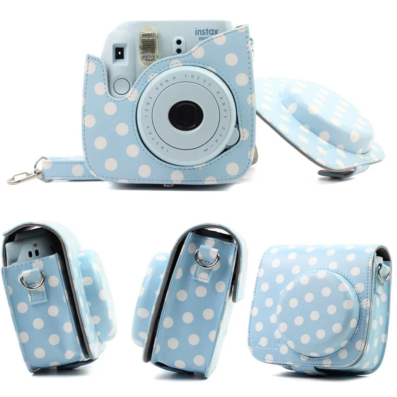 Чехол из искусственной кожи для камеры Polaroid наплечная Сумочка в горошек FUJIFILM Instax