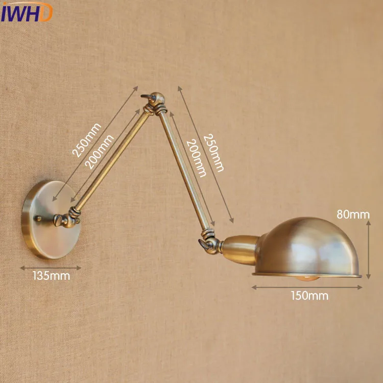 Серебряный Золотой Античный Ретро винтажный настенный светильник светодиодный Поворотный Настенный светильник с длинным кронштейном светильники Лофт промышленный светильник ing Lamparas De Pared - Цвет абажура: 1