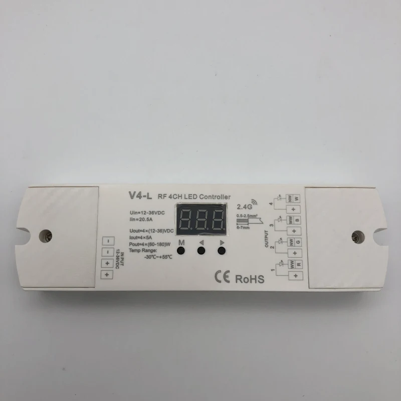 

RGBW/RGB/CCT/Dimming 4 Channel LED RF Controller V4-L