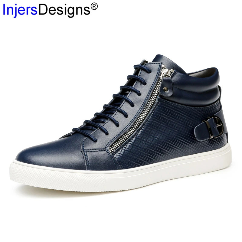 

New Arrival Fashion High Top Skateboarding Shoes Men Lace-Up+Zip Comfortable Trainers 3 Colors Casual Shoes Mens Sneakers Flats