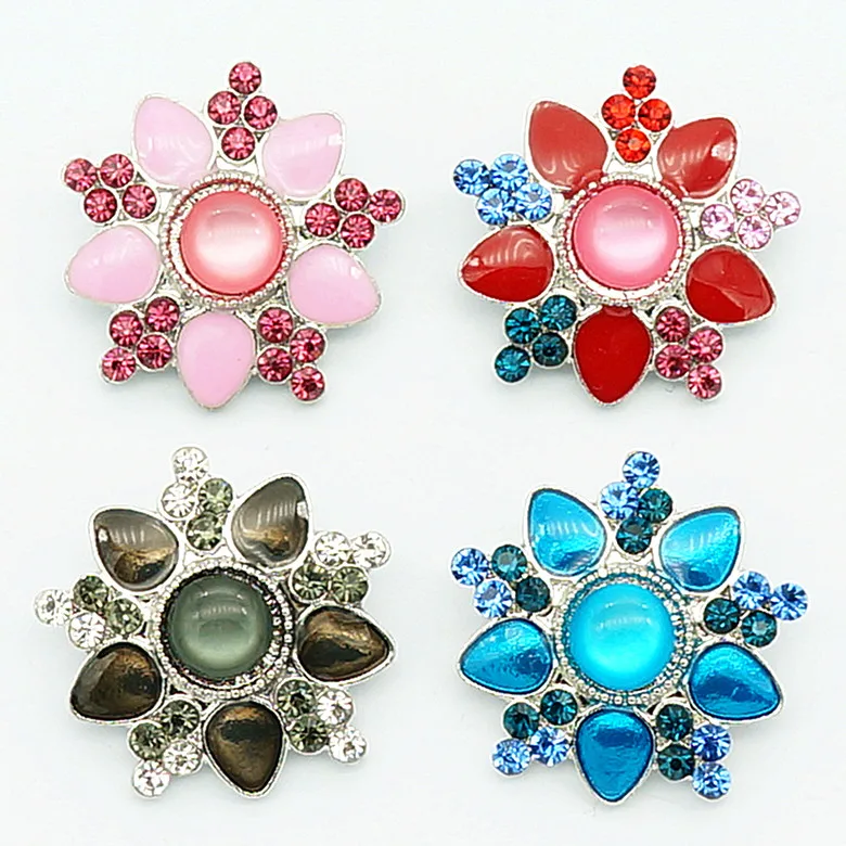 

Fashion beauty Oil rhinestone Flowers 18MM snap buttons fit snap bracelet snap jewelry wholesale KZ3068