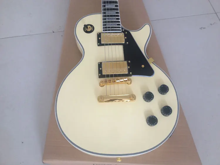 

Best Price New style Custom Shop LP Mahogany Cream White H-H Electric Guitar Golden Hardware Free Shipping