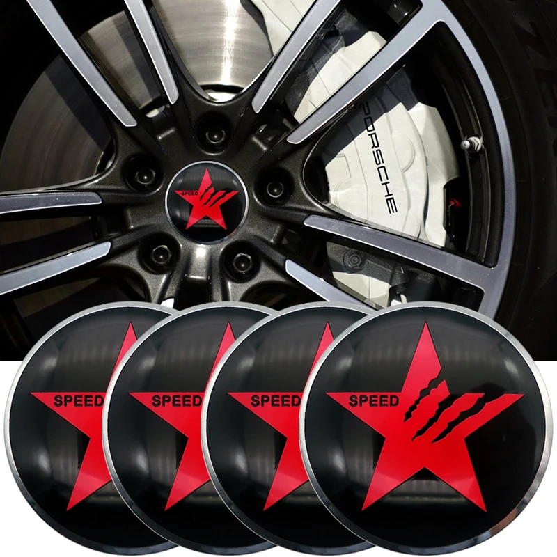 4PCS SPEED Car Steering tire Wheel Center car sticker Hub Cap Emblem