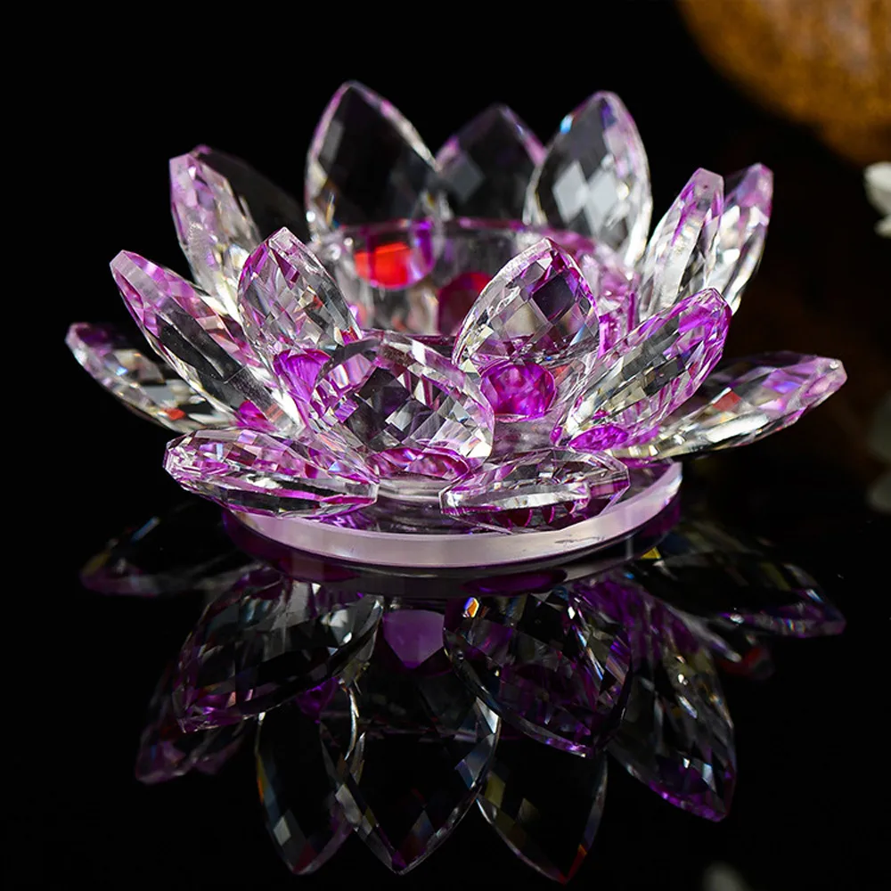 7 цветов хрустальный стеклянный цветок лотоса подсвечник чайный светильник буддийский подсвечник декоративные вечерние свадебные 5O1207