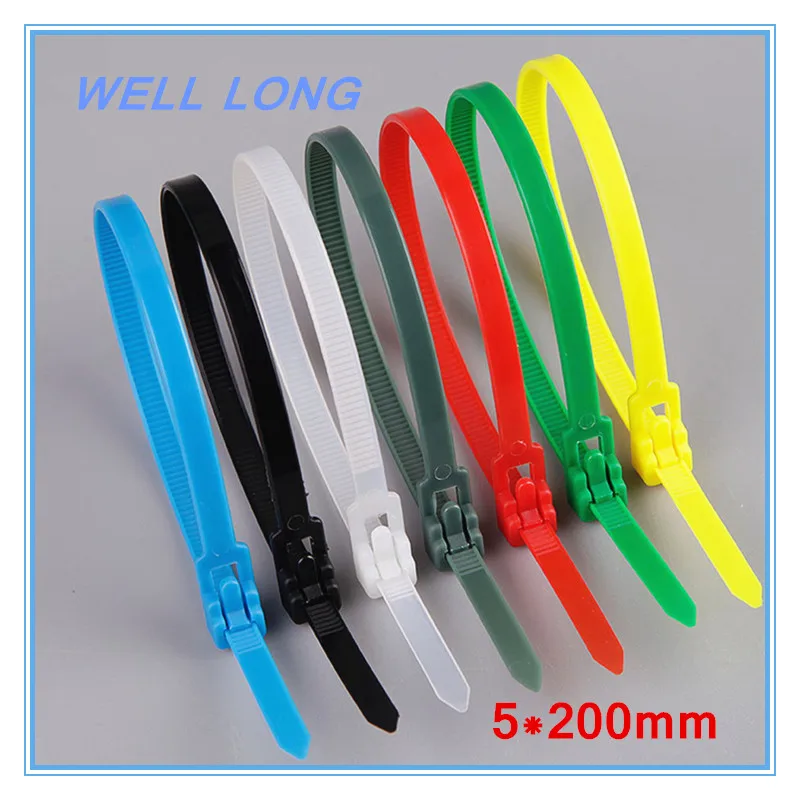 

100pcs/lot 5*200mm White, Color Nylon Cable Ties, Cable Ties,Cable Ties Reusable.