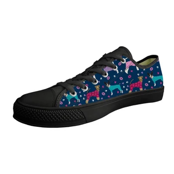 

Customized Low Top Sneakers Flats Male Spring New Canvas Shoes Cartoon Fox Terrier Printed Lacing Breathable Casual Shoes Man
