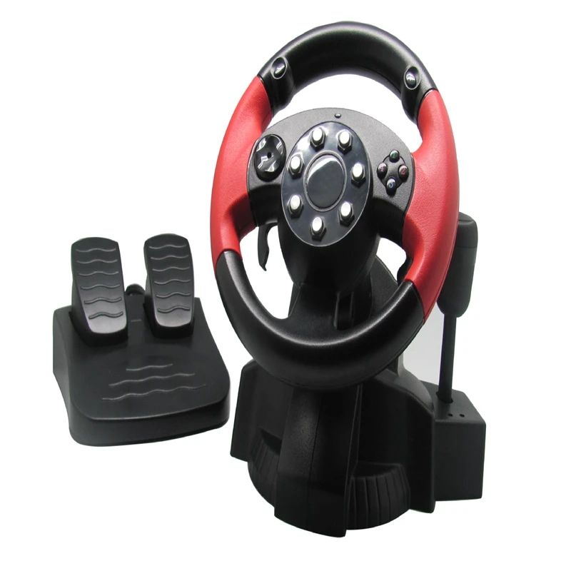 

Game Steering Wheel - PC Simulator, Rubber Grip forPs3/Ps2/PC/STEAM All-in-One Wired Vibration Steering WheelLF19-045
