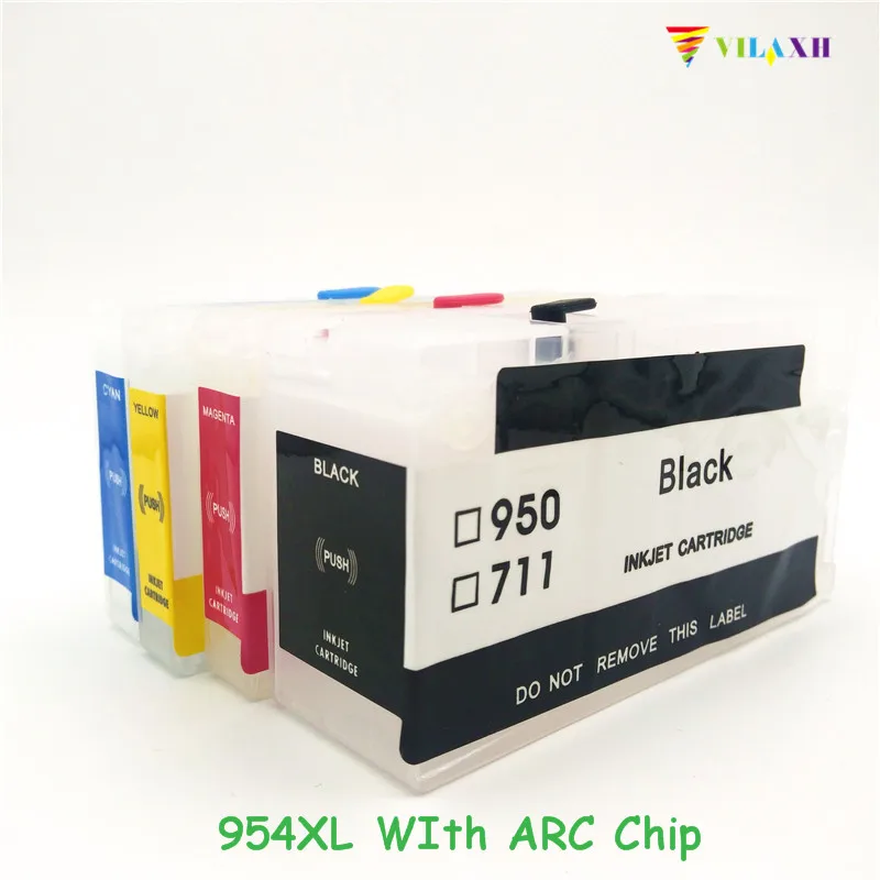 vilaxh 954 Refillable Cartridge With ARC Chip Replacement For HP 954xl XL for Officejet Pro 7740 8210 8710 8720 8730 Printer | Компьютеры