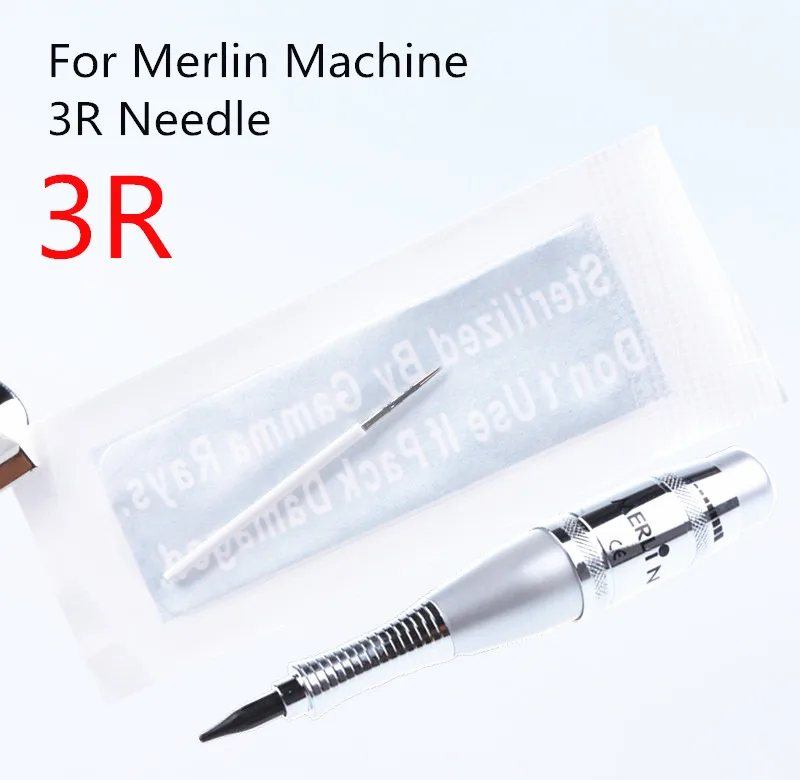 100Pcs 3R 3 Prong Round Card Needles and 100Pcs Tips Caps For Merlin Machine Permanent Munsu