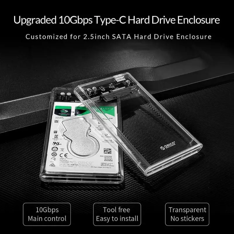 ORICO 2139C3-G2-CR HDD Case SATA to USB3.1 Gen2 Type-C External Enclosure for 2.5inch 7mm/9.5mm HDD hard disk hard drive