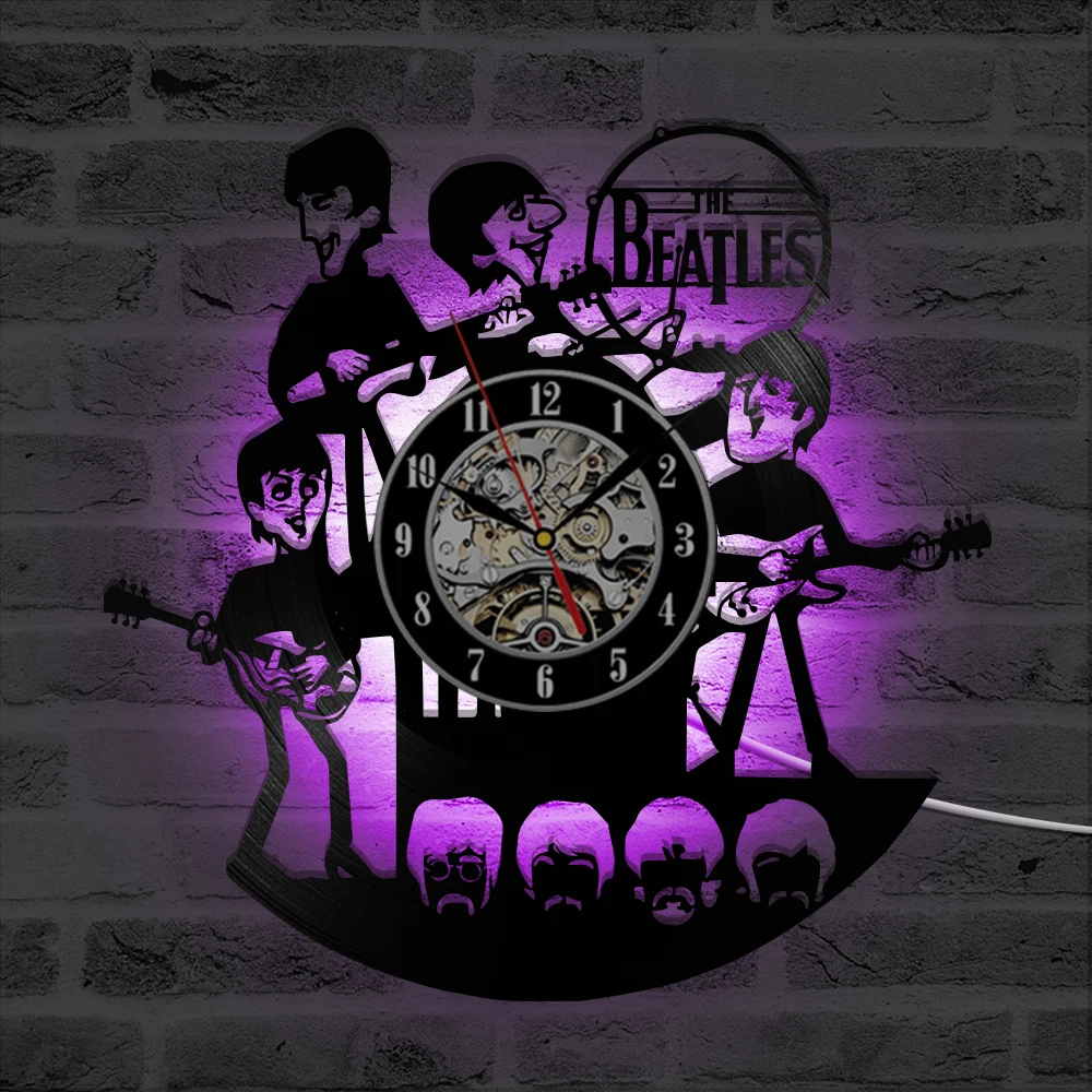 Billig 3D Schwarz Hohl Vinyl CD Rekord Uhr Die Berühmte band Kreative Wand Kunst Hängen Wanduhr Home Decor LED Uhr