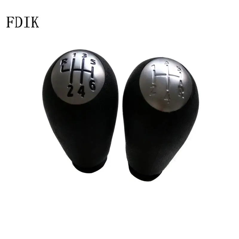 FDIK 5/6 Speed Shift Knob Car Lever for Renault CLIO MK3 MEGANE 2 SCENIC 2 Black Silver Matt Cover