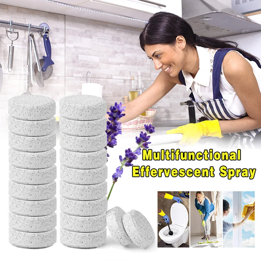 

White 10/20 pcs Multifunctional Concentrate Lavender Effervescent Spray Cleaner Home Toilet Cleaner Chlorine Tablets VClean Spot