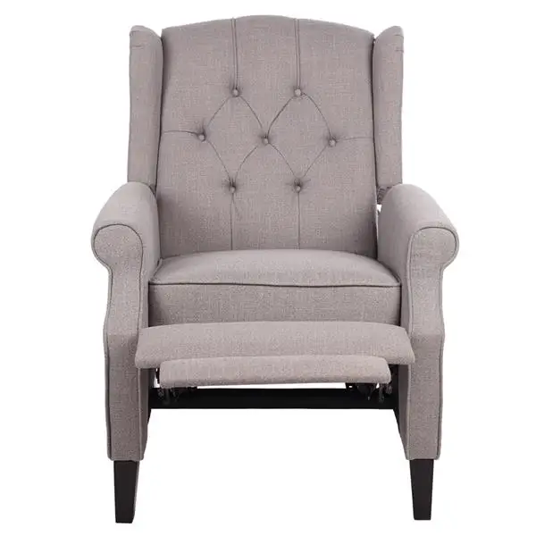 

Fabric Recliner Sofa Single Recliner Sofa with Button Light Gray Lazy Sofa Bed Small Apartment Bedroom Tatami Washable Balcony
