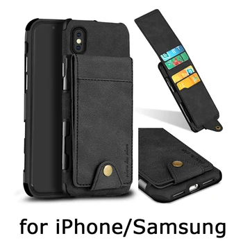 

Multi-function Back Case for Samsung Galaxy S9 Plus Wallet Bag Card Holder Phone Cover PU Leather Skin for iPhone X 7 8 Plus 6