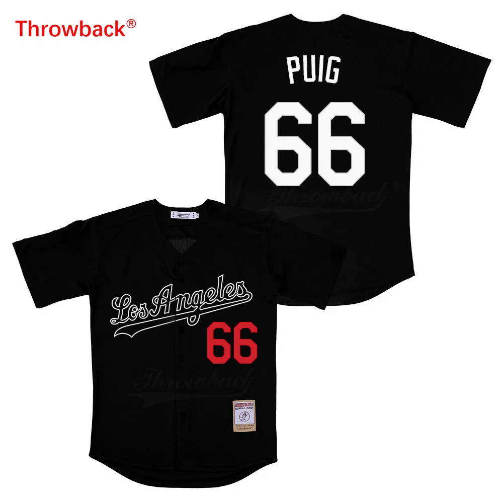 

Throwback Jersey Men's Los Angeles Puig Jersey Movie Baseball Jerseys Colour White Blue Gray Black Fast Shipping Size S-XXXL