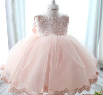 

Baby Dress Pinks Chiffon Sleeveless Dresses for Girls Infant baby baptism Clothing 2019 Summer Party Clothes For Girl Children