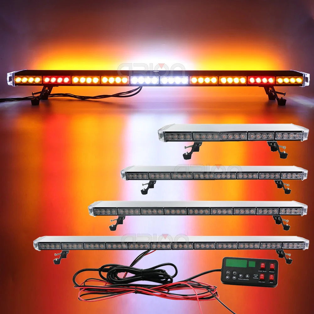 33" 46" 50" 54" Amber White LED Emergency Strobe Light Bar Back W/ BRAKE TURN Lights Truck