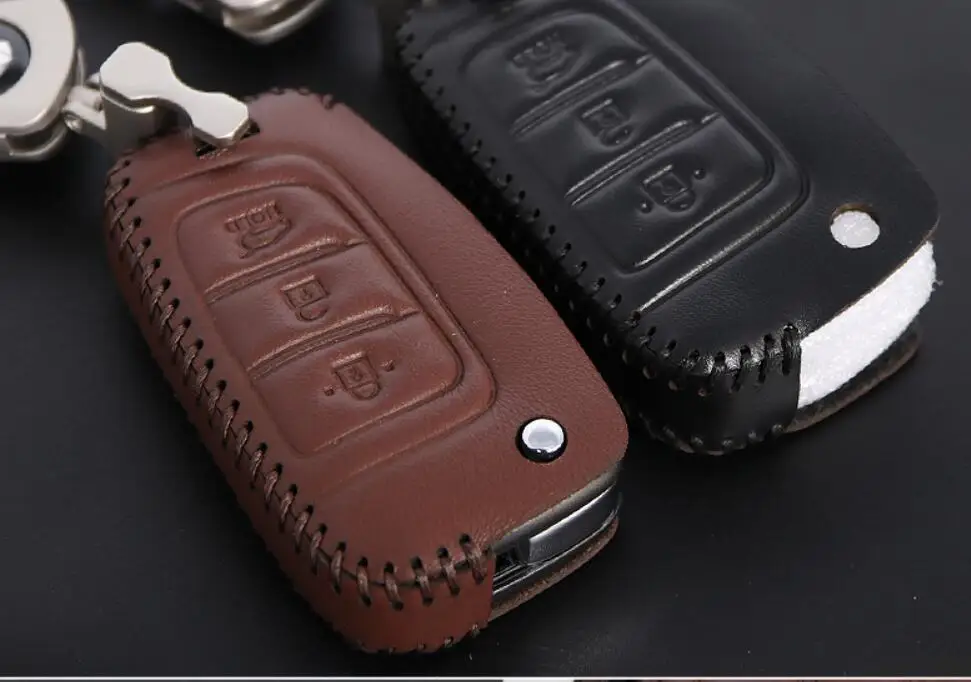 Кожаный чехол для ключей Hyundai Elantra Solaris Santa Fe Tucson Verna i35 i40 Genesis Porter|key case for car|car key