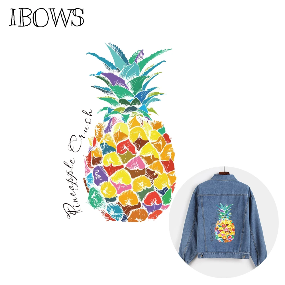 IBOWS Heat Transfers PVC Patch Big Pineapple Stickers Washable Iron On Patches Clothes DIY Printing T-shirt Gril Bag Decoration | Дом и сад