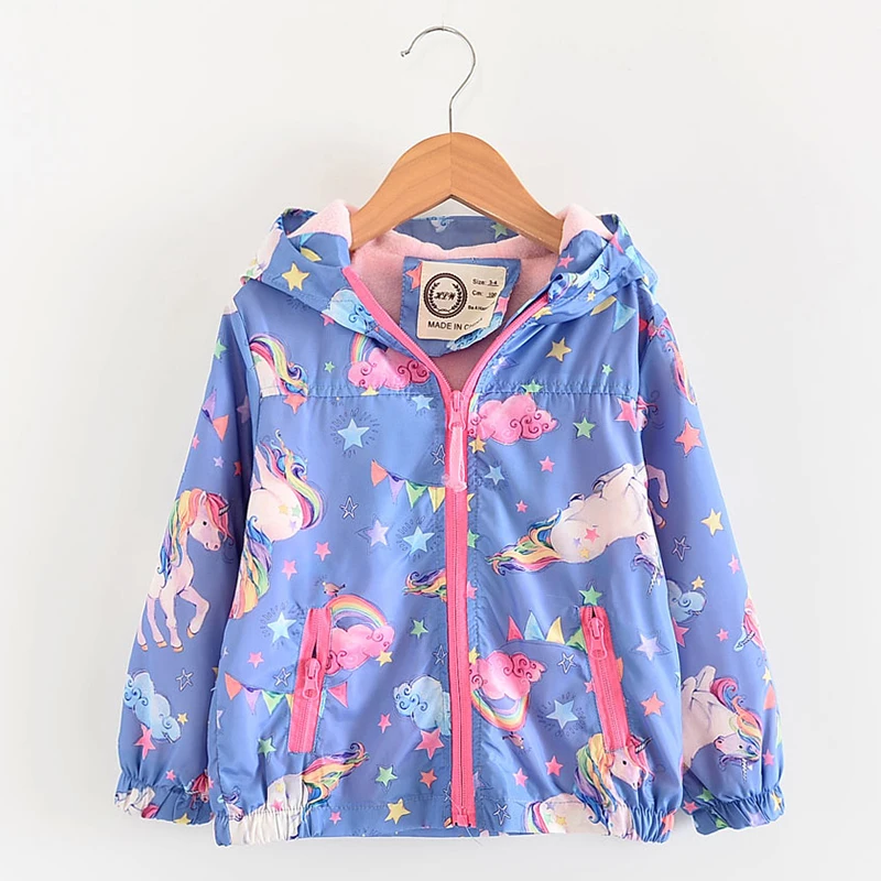 

Fashion Girls Velvet Coat Cartoon Unicorn Baby Girls Jackets Hooded Kids Windbreaker Children Outerwear Coats Girls Clothing