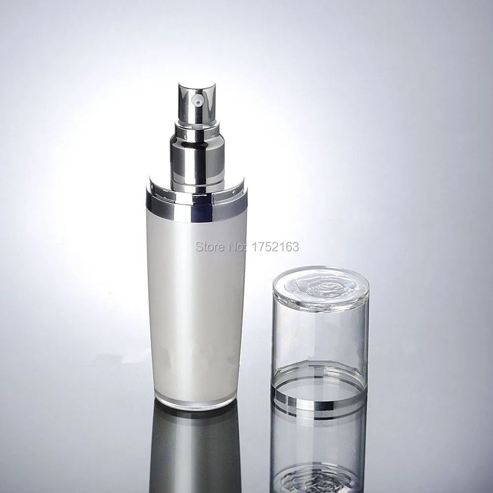 60ML pearl white Silver press pump lotion bottles with flower shape lid