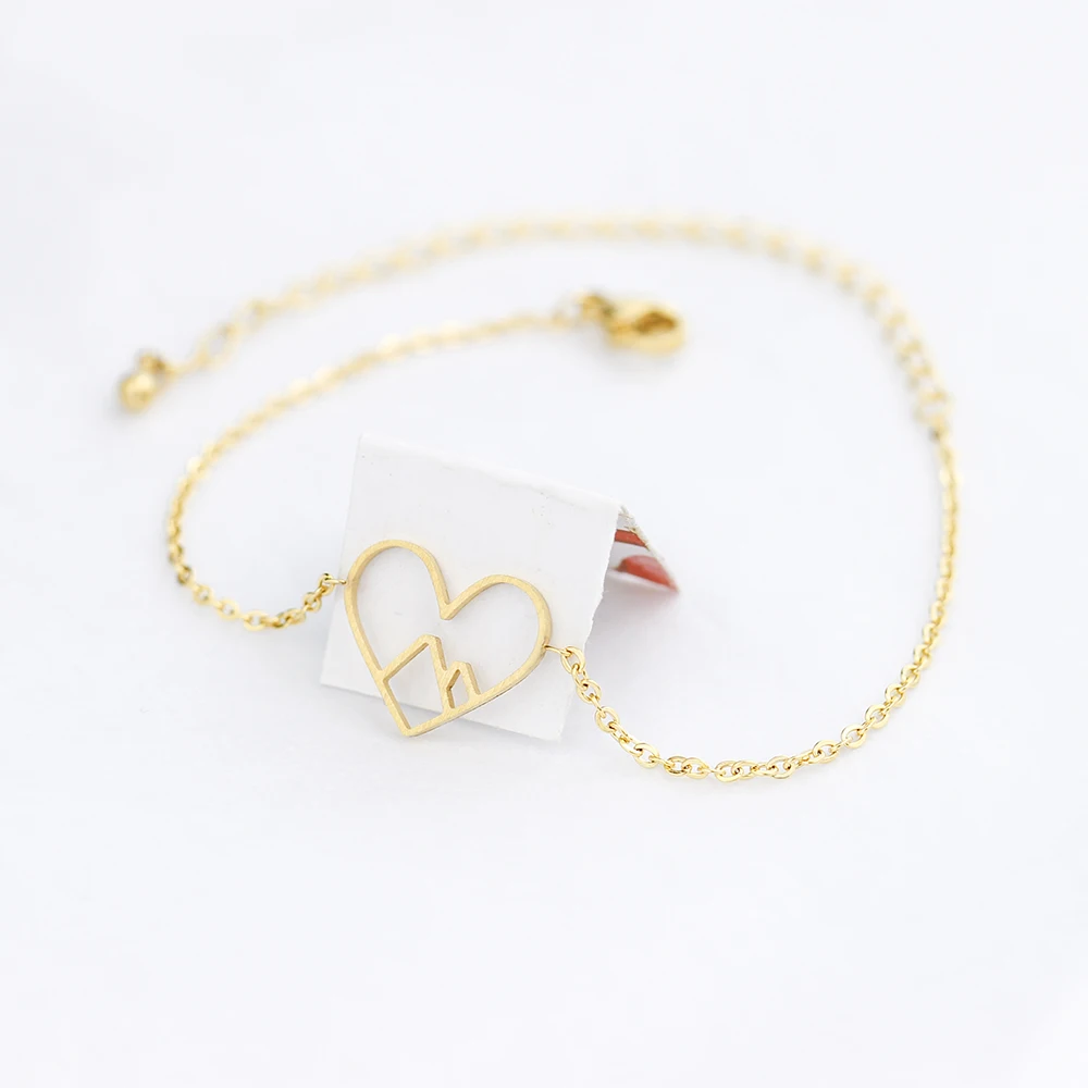 10 шт. романтическая Гора с сердцем браслеты для женщин мужчин Любовь ювелирные изделия Нержавеющая сталь Золото Цвет браслеты