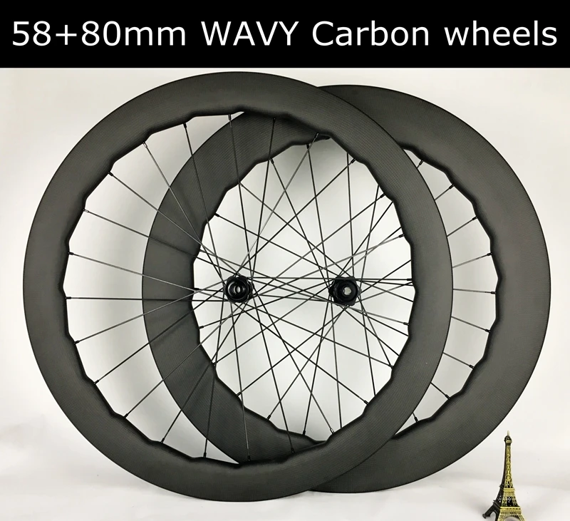 Flash Deal 28mm width Tubeless 58+80mm Disc Brake carbon bike wheels Wavy DT35o disc brake hubs tubular wheelset 11 Flash Deal 28mm width Tubeless 58+80mm Disc Brake carbon bike wheels Wavy DT35o disc brake hubs tubular wheelset 11
