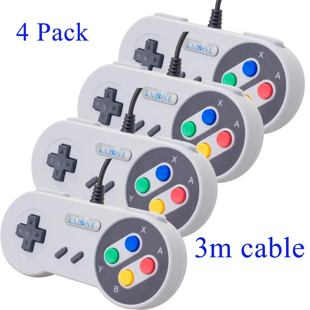 

Exlene 4pcs 3M Snes USB Wired Game Controller USB Gaming Gamepad Game Pad PC/Laptop Joypad for Nintendo SNES for MAC Joystick