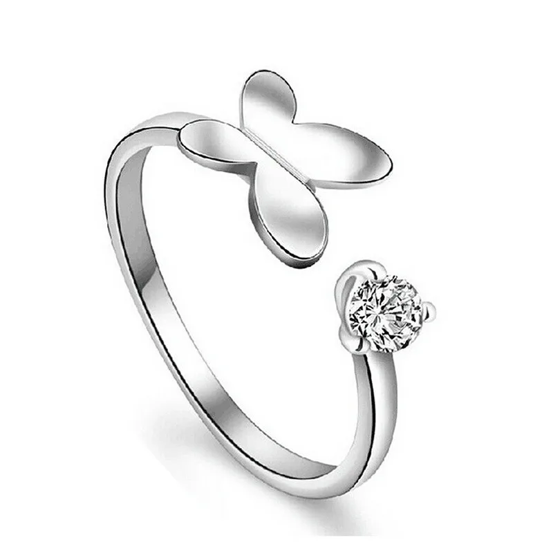 

Hot Sale Women S90 Silver Rings Club Party Adjustable Ring for Girls Flower Lucky Butterfly Simple Accessories