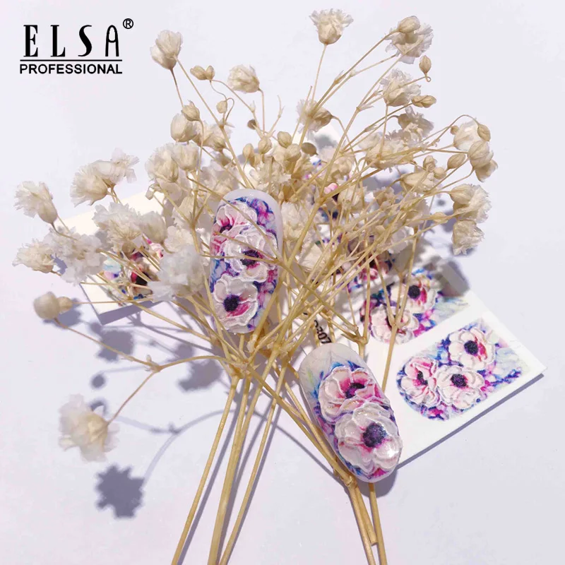 Наклейка для ногтей ELSA в новом стиле летний цветной дизайн Переводные картинки с