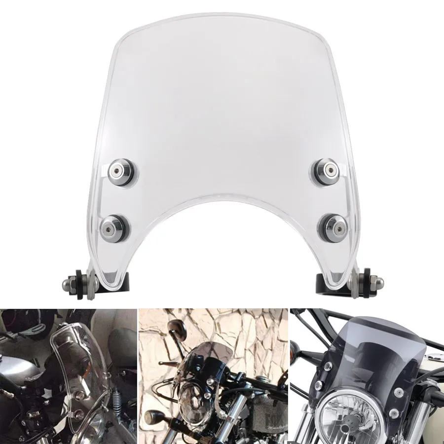 

Motorcycle Adjustable Custom Compact Sport Wind Deflector Clear Windshield Fit For Harley 04-Up Sportster XL883 XL1200 Series