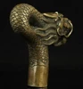 Pure Copper Brass Grandpa Good Lucky China Old Handwork Carving Bronze Dragon Statue Cane Head Walking Stick 3