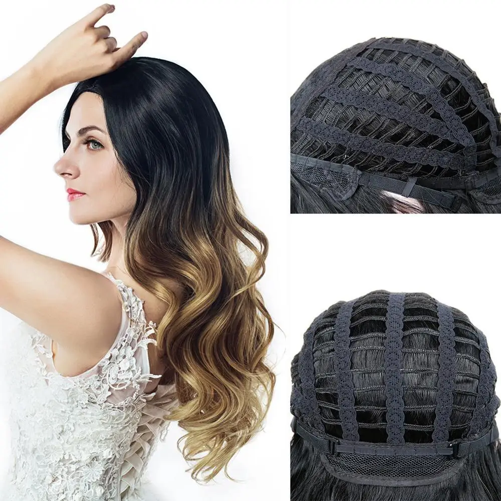 Pelucas sintéticas largas HANNE Ombre marrón Rubio/gris peluca ondulada resistente al calor de alta densidad para Mujeres Negras/blancas cosplay/fiesta Pelucas sintéticas largas HANNE Ombre marrón Rubio/gris peluca ondulada resistente al calor de alta densidad para Mujeres Negras/blancas cosplay/fiesta