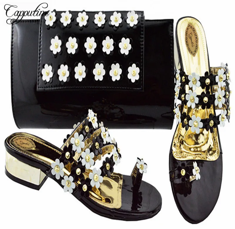 

Capputine New Italian PU Woman Shoes And Matching Bag Set Africa Style Pumps Shoes And Bag Set For Party Size 38-43 C006