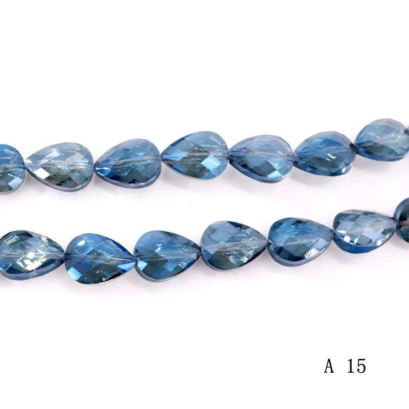 20шт 13х17мм хрустальные бусины каплевидной формы фурнитура стеклянное ожерелье из ограненных камней рукоделие ювелирные изделия серьги браслет Швейные аксессуары - Цвет: Blue Plated