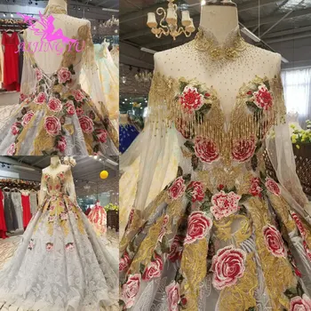 

AIJINGYU Free Shipping In Wedding Party Dresses Gown New Rhinestone Long Back Turkish Gowns Princess Wedding Dress
