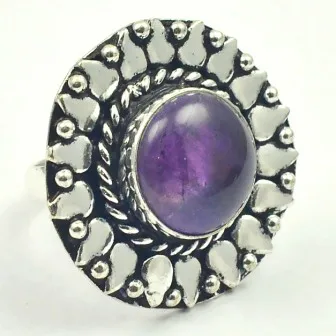 

Amethysts Ring Silver Overlay over Copper, USA Size 7.75 , R3699