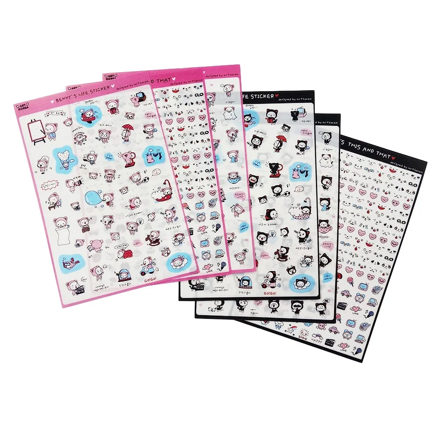 

6pcs/lot Sweat Cat Benny's Life series multifunctional PVC sticker set DIY deco stickers Transparent phone label