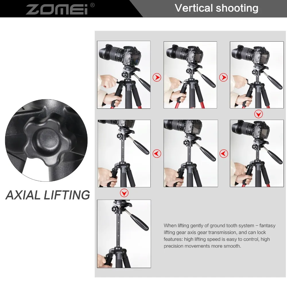 ZOMEI Q111 Профессиональный портативный дорожный алюминиевый штатив для камеры и панорамная головка для SLR DSLR цифровой камеры три цвета