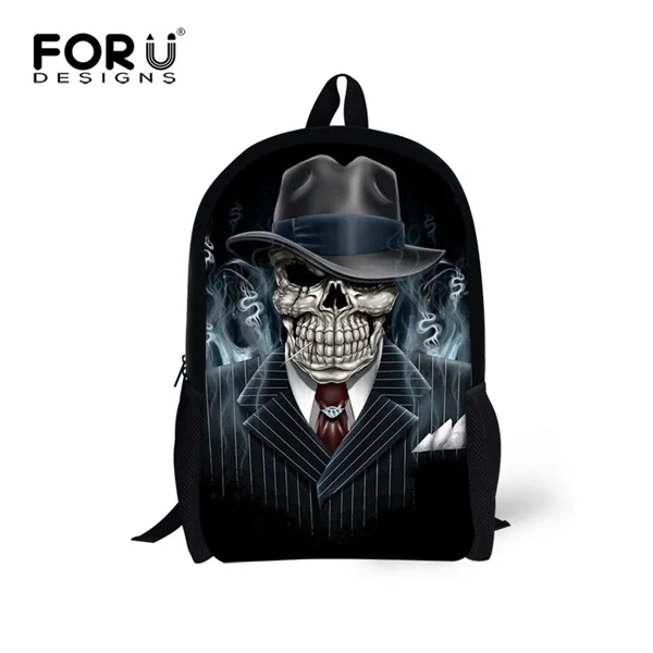 FORUDESIGNS/Панк 3D черные рюкзаки с принтом черепа для мальчиков, повседневные Рюкзаки для студентов, поясной Топ, школьная сумка для школы, для детей - Цвет: C4186C